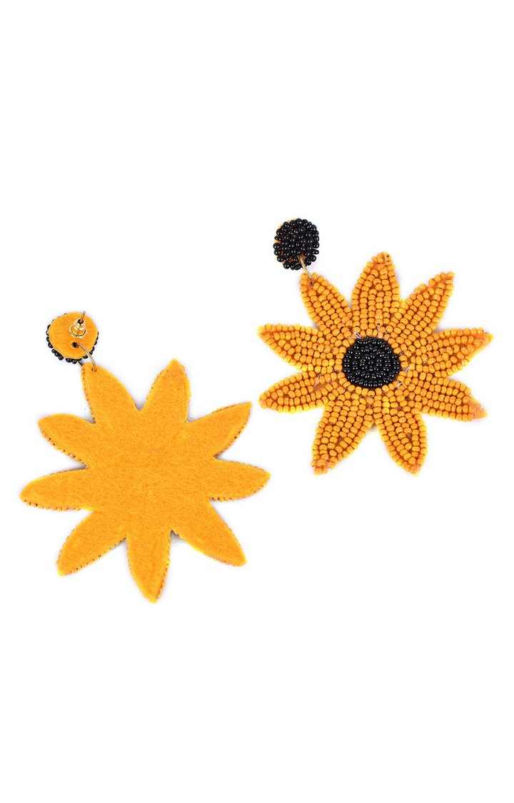 Handmade Beaded Sunflower Earrings