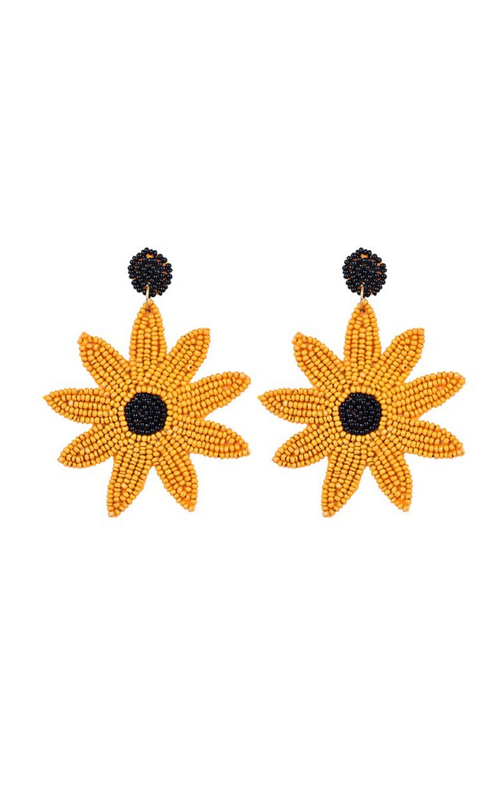 Handmade Beaded Sunflower Earrings