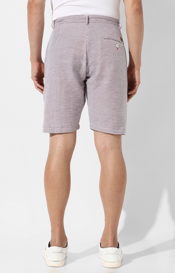 Men's Grey Striped Polycotton Shorts