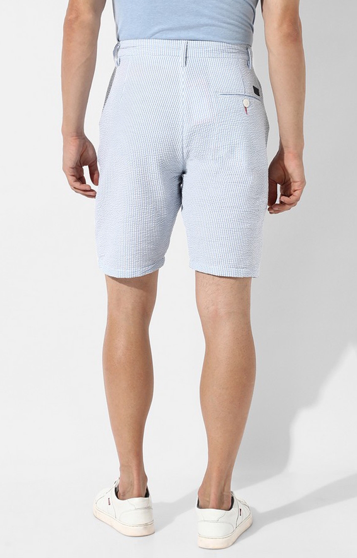 Men's Light Blue Seersucker Stripe Shorts