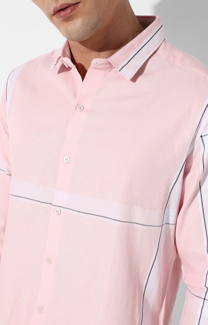 Men's Pink Striped Casual Shirts