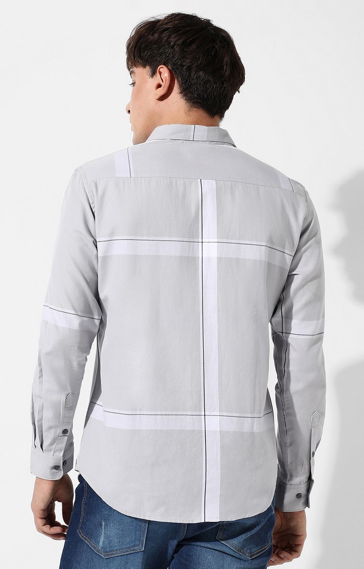 Men's Grey Checked Casual Shirts