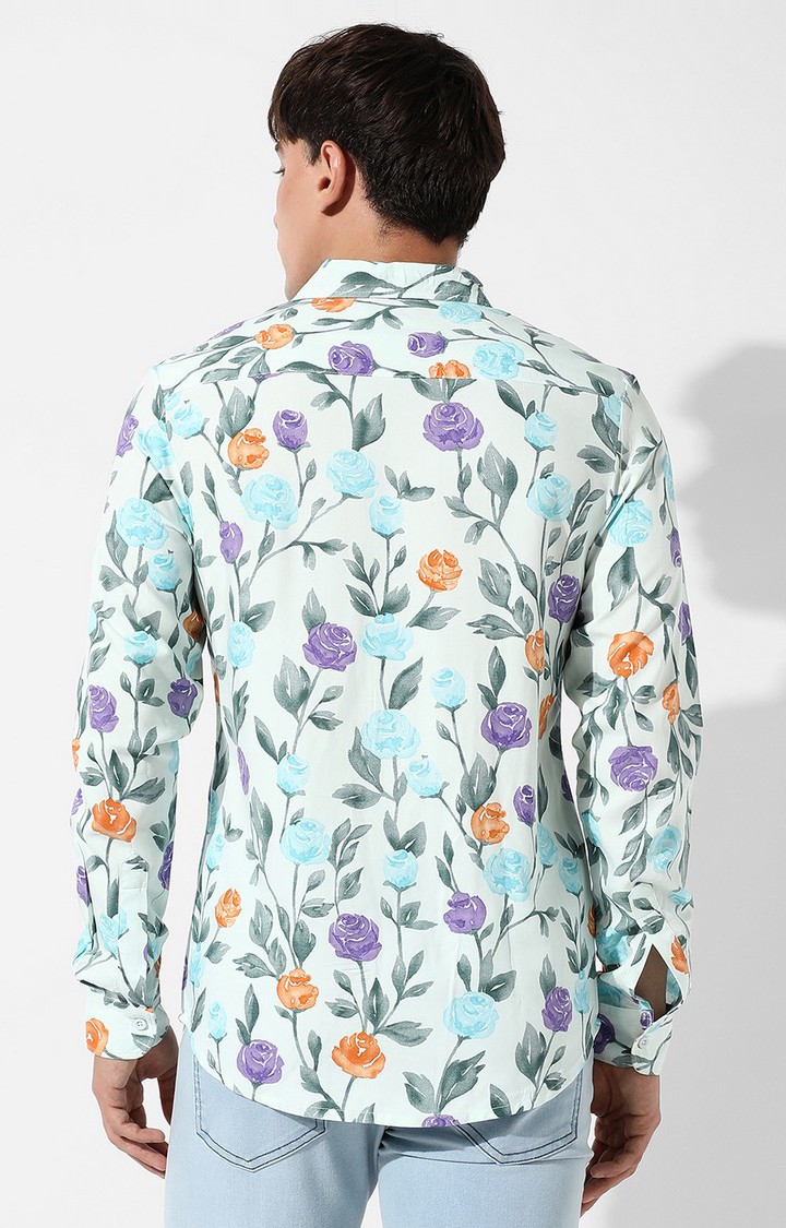 Men's Blue Floral Casual Shirts