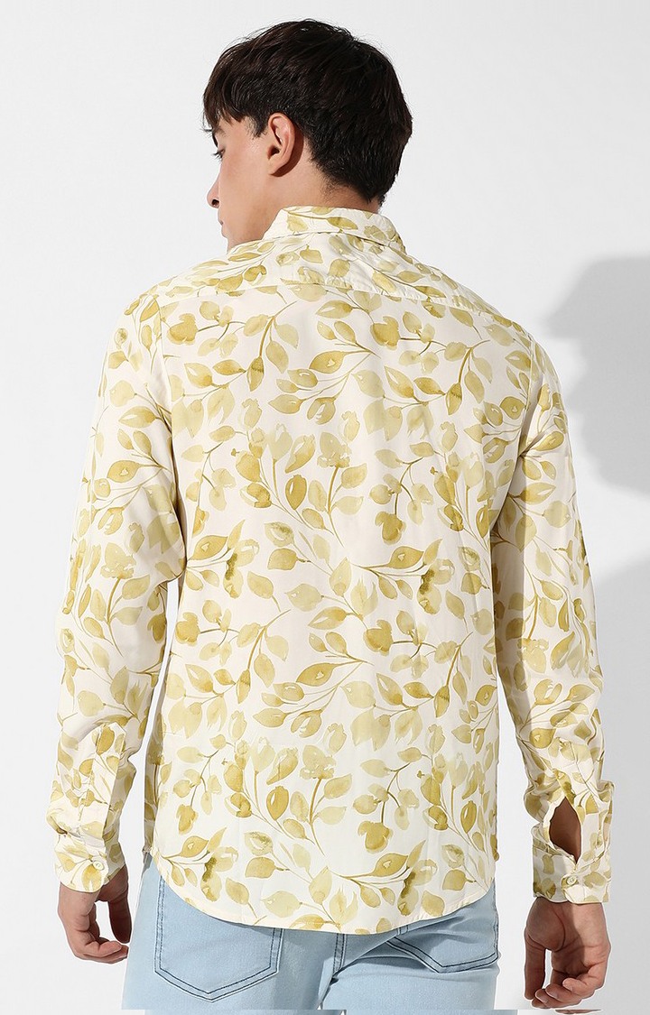 Men's Yellow Printed Casual Shirts