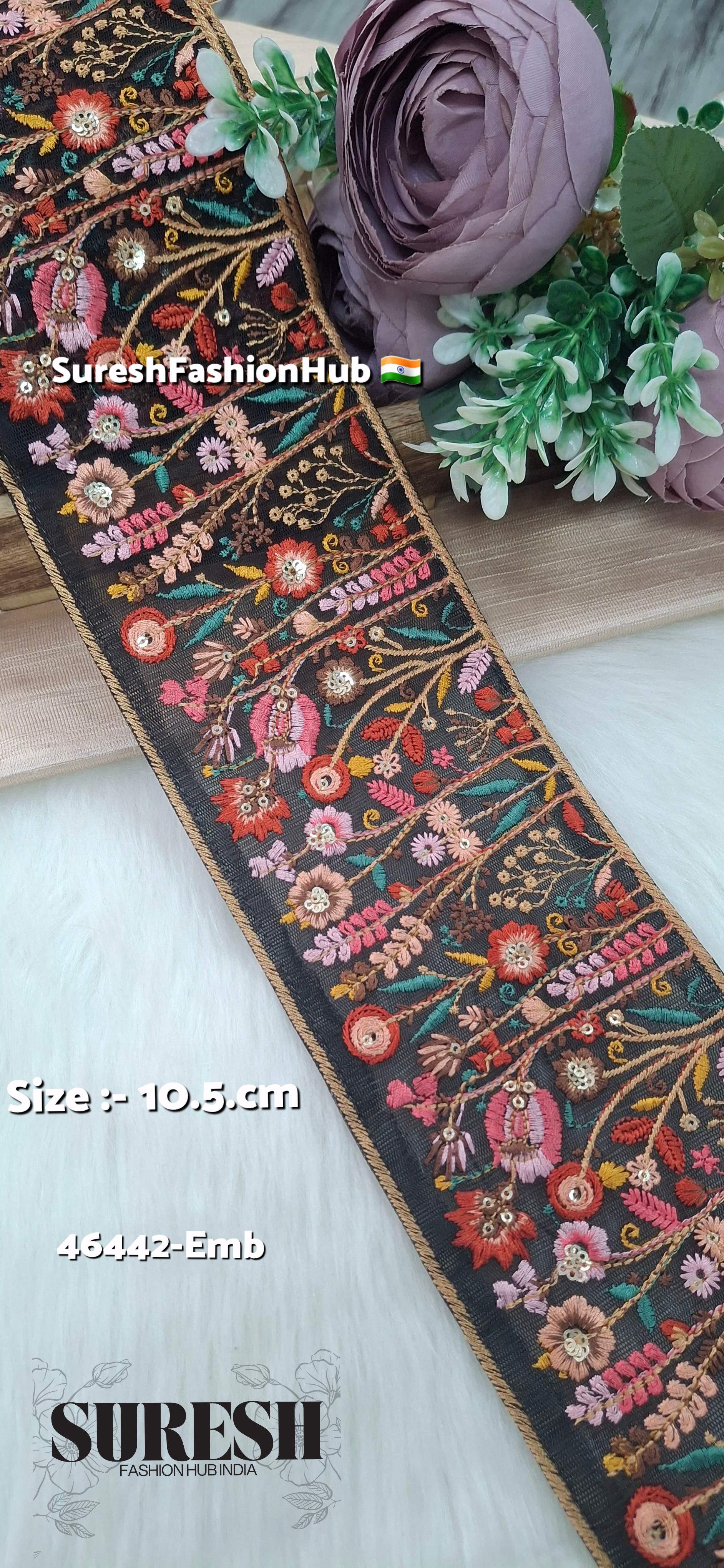 Midnight Bloom Embroidery Lace (Black)