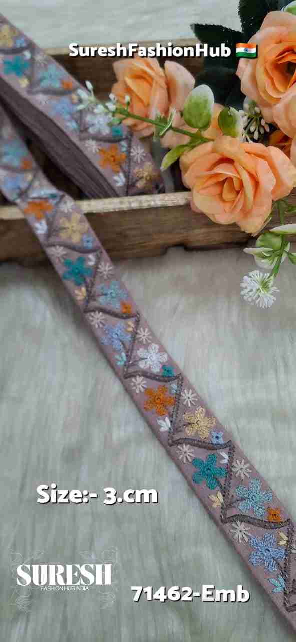Mauve Multicolor Thread Floral Embroidery Lace – 71462-Emb