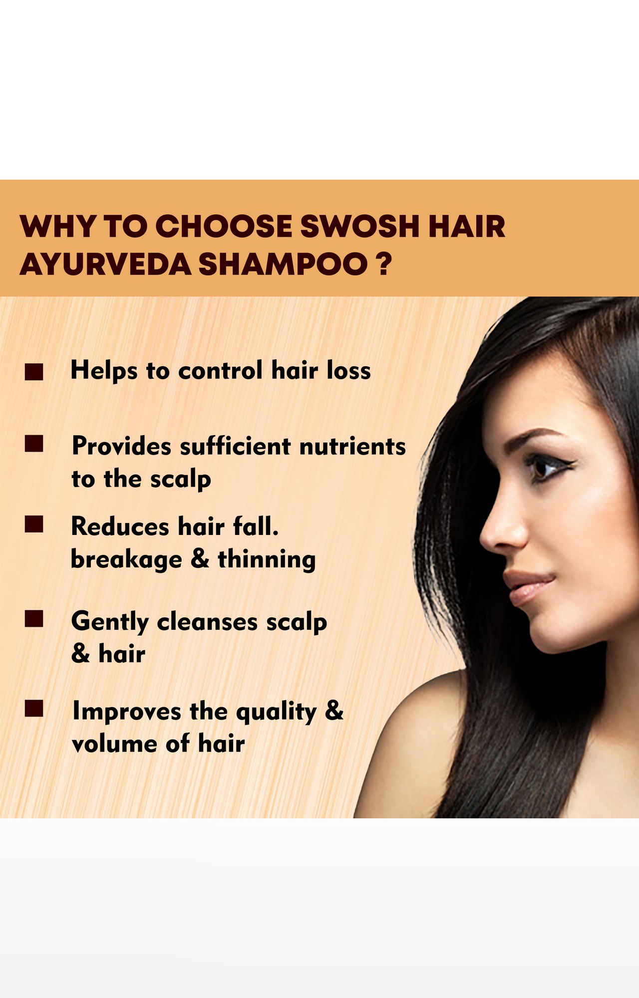 Swosh Ayurvedic Shampoo For Hair Fall Control And Hair Growth Made With Goodness Of Amla, Onion, Brami, Alove Vera, Bhringraj Extract With 15 Ayurvedic Herbs| All Hair Types |200 Ml