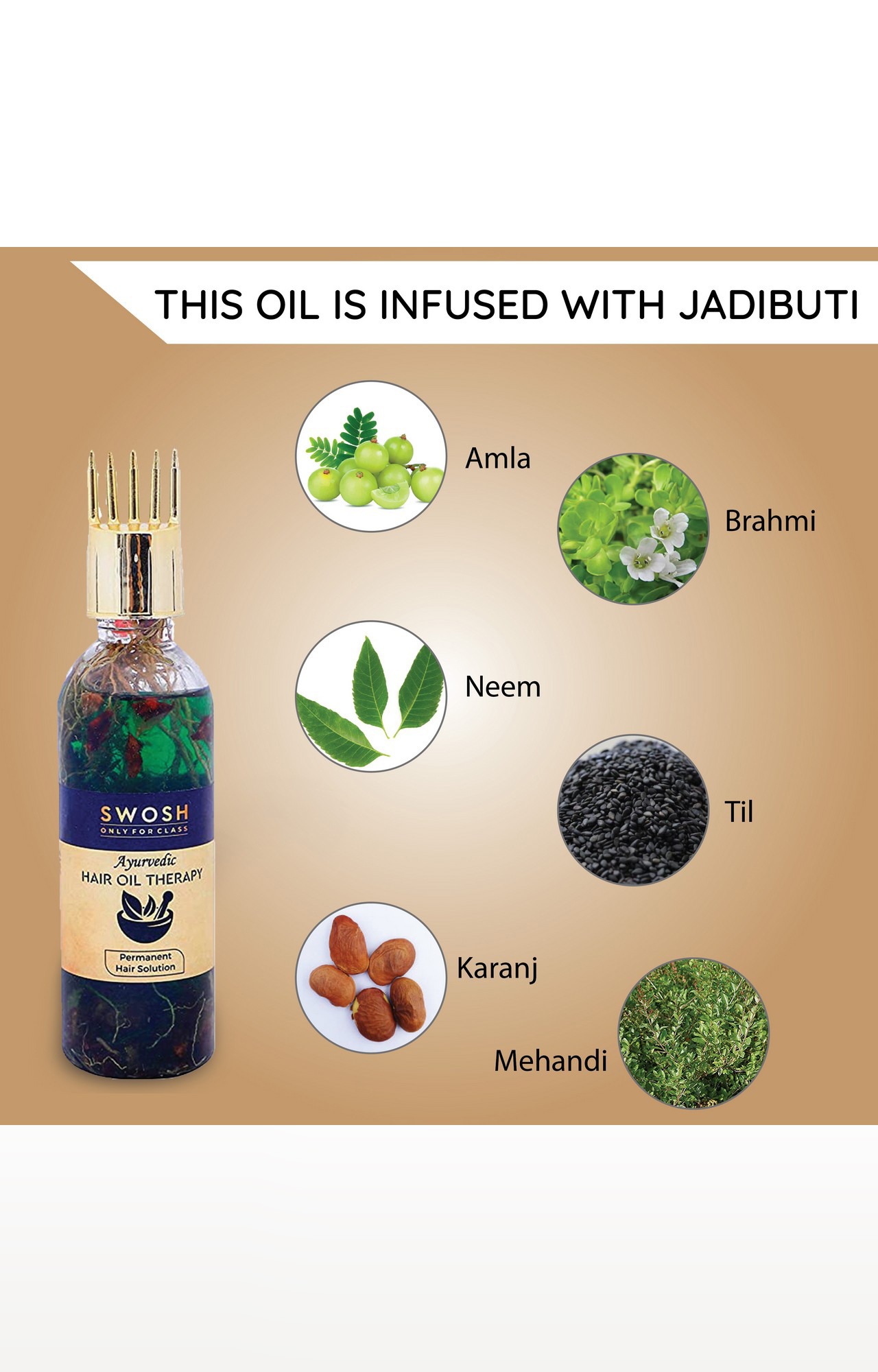 Swosh Ayurvedic Hair Care Combo Pack Of 3 Hair Oil 100 Ml, Shampoo 200 Ml, Conditioner 200 Ml Combo Kit Provide Long, Smooth And Healthy Hair And Nourish The Roots