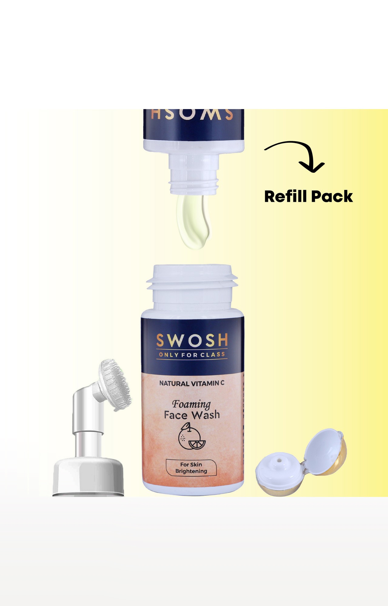 SWOSH | Swosh Natural Vitamin C Foaming Face Wash 2 In 1 Refill Pack For Pimple Prone & Oily Skin - No Parabens, Sulphate, Silicones & Colour, Pack Of 200 Ml 4