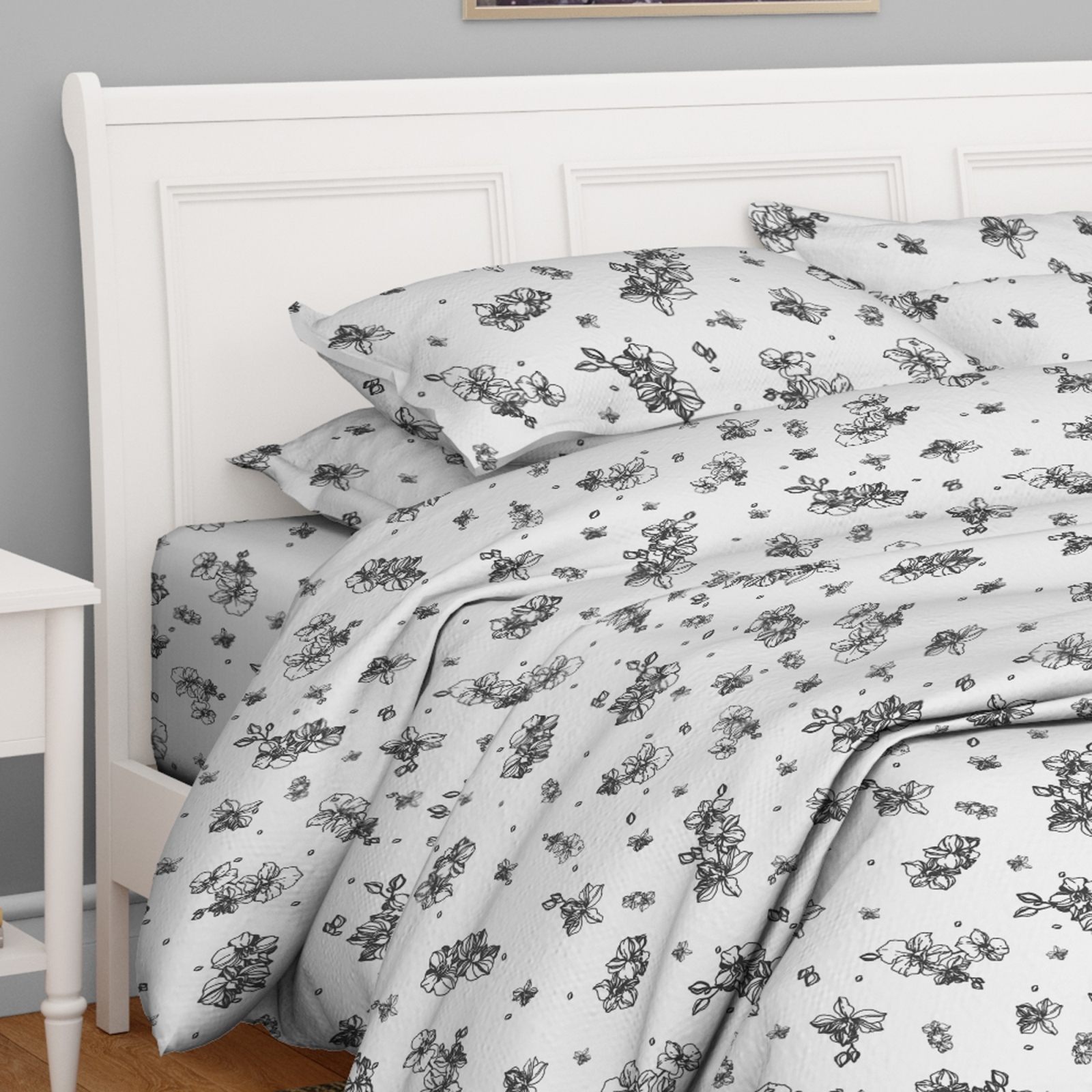 SWAAS | Antimicrobial 100% Cotton Linear Floral Bedsheet Set 0
