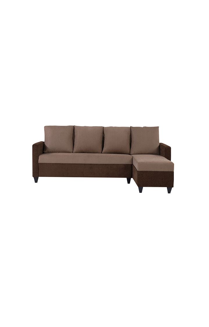 neudot Saya LHS Sectional Sofa for Living Room |6 Person Sofa| Premium Fabric with Cushioned Armrest | 12 Months Warranty| Solid Wood Frame| 6 Seater in Saya Duo Brown Color DIY(Do-It-Yourself)