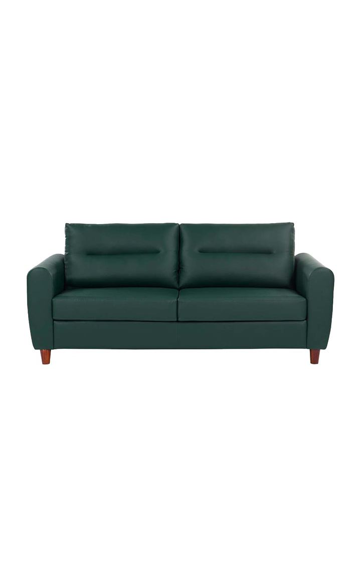 neudot Scott Sofa for Living Room |3 Persons Sofa|Premium Leatherette with Cushioned Armrest | Solid Wood Frame|3 Seater in Castle Green Color