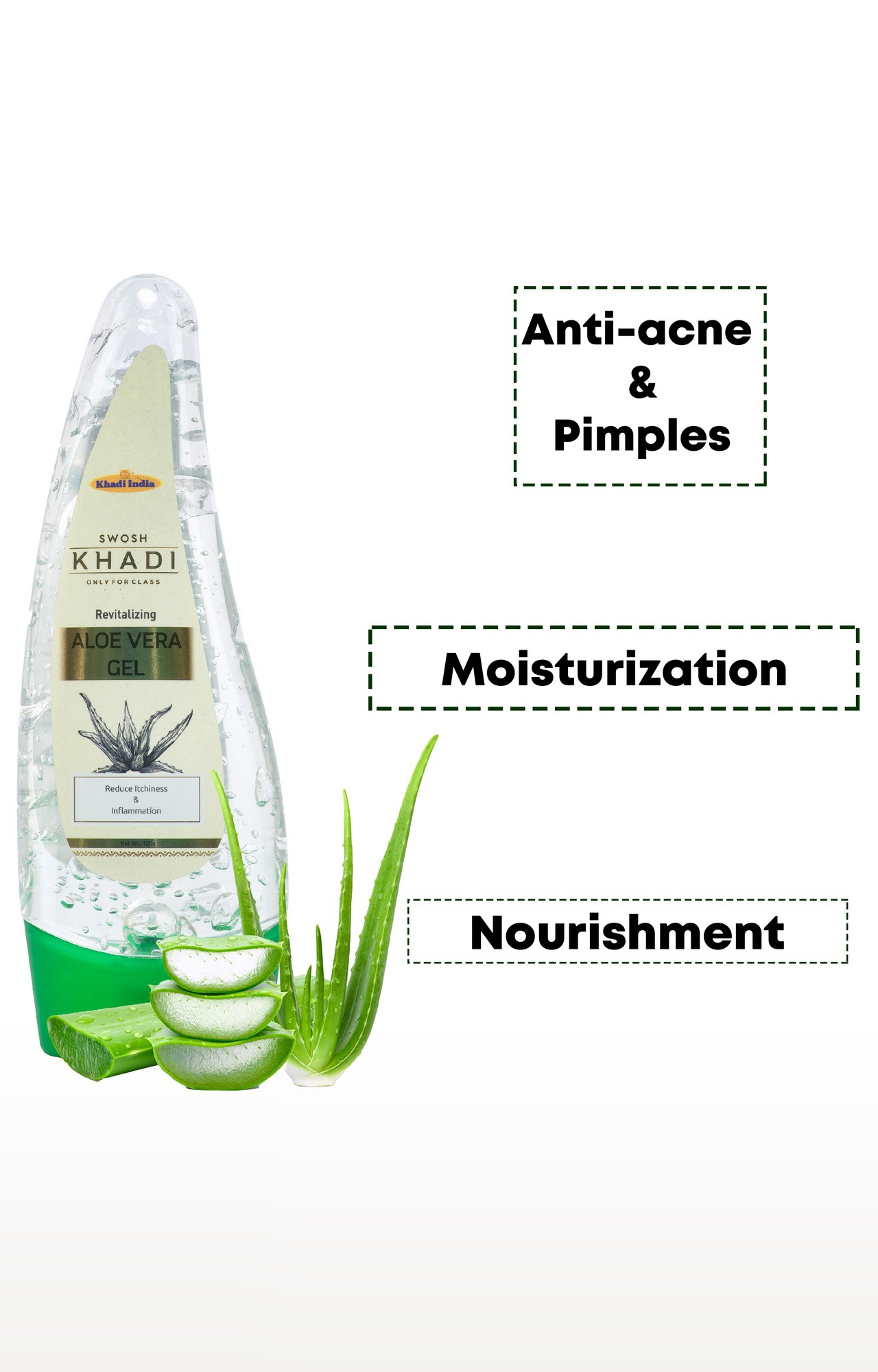 SWOSH | Swosh Khadi Aloe Vera Gel With 100% Pure Aloe From Freshly Cut Aloe Plant (120 Gram) |Aloe Vera Facial Massage Gel 2