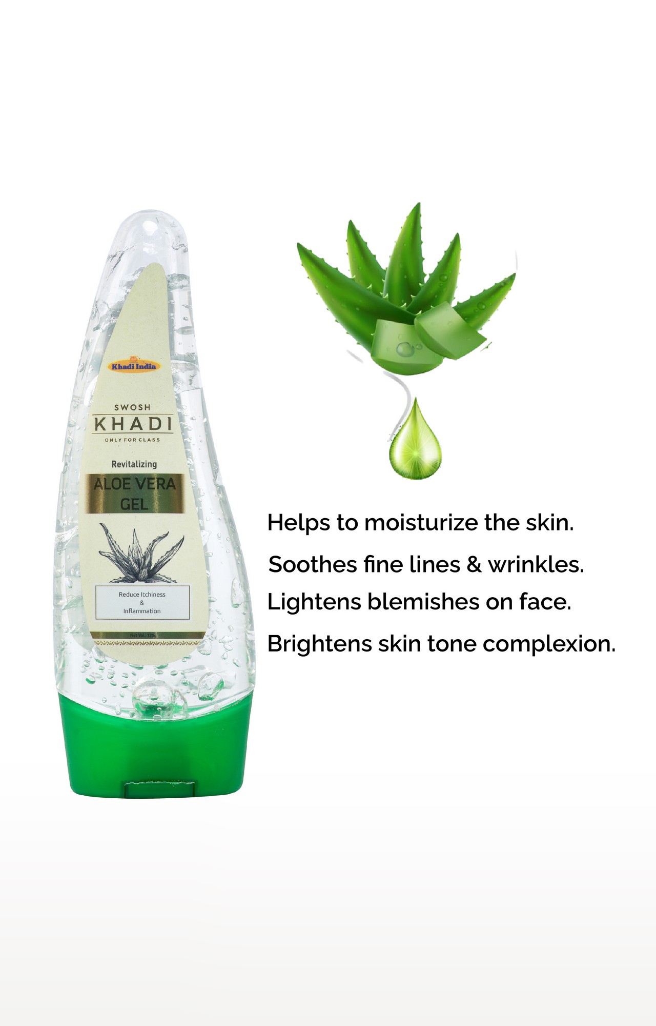 SWOSH | Swosh Khadi Aloe Vera Gel With 100% Pure Aloe From Freshly Cut Aloe Plant (120 Gram) |Aloe Vera Facial Massage Gel 4