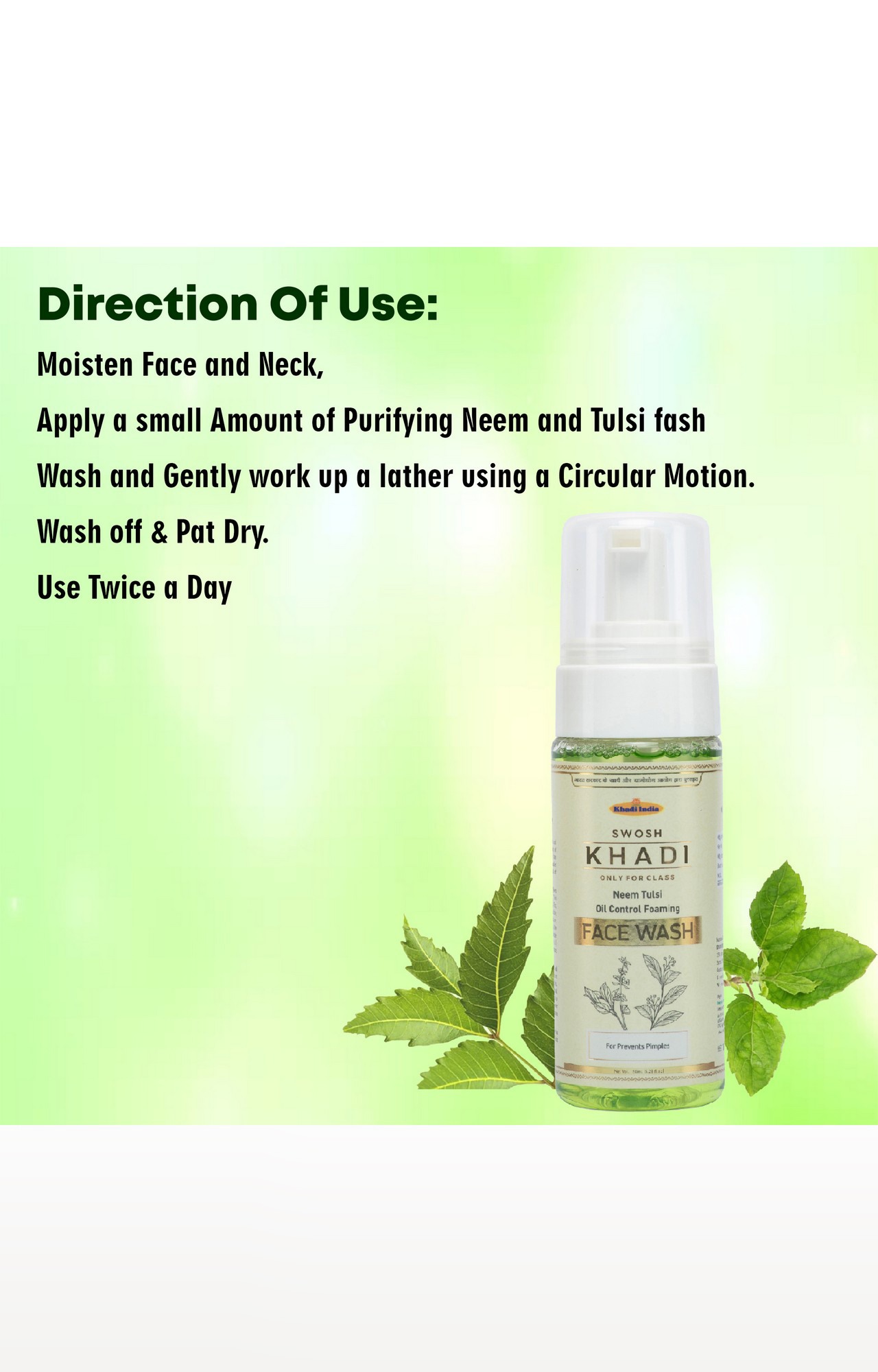 Swosh Khadi Neem, Tulsi Vitamin E Oil Control Foaming Face Wash Pack Of 4 (150 Ml) | Powerful Ingredients To Repair Skin Damage, Gentle Cleanser To Fight Acne & Spots | (600 Ml)