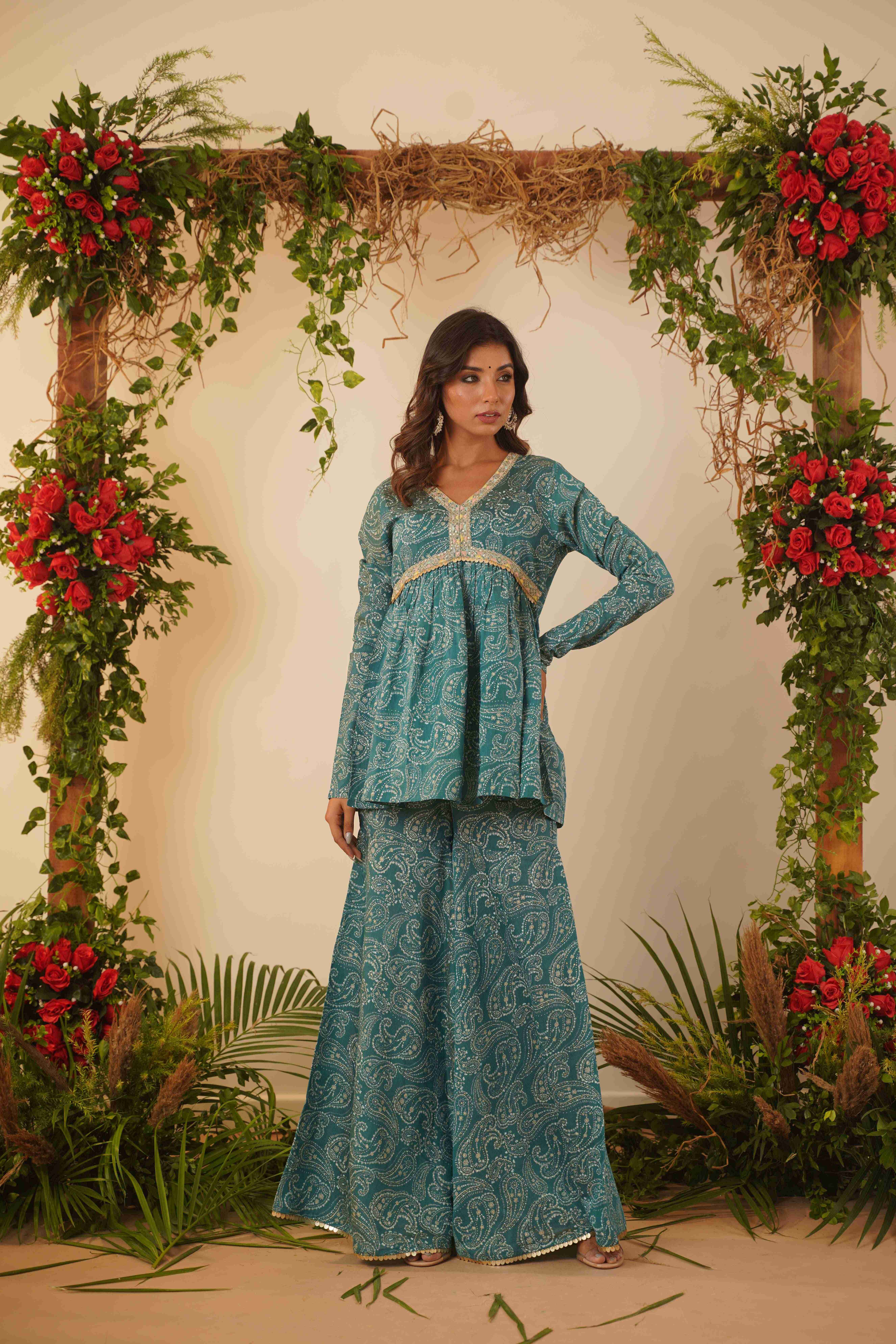 BLUE PAISLEY PRINTED CO-ORD SET