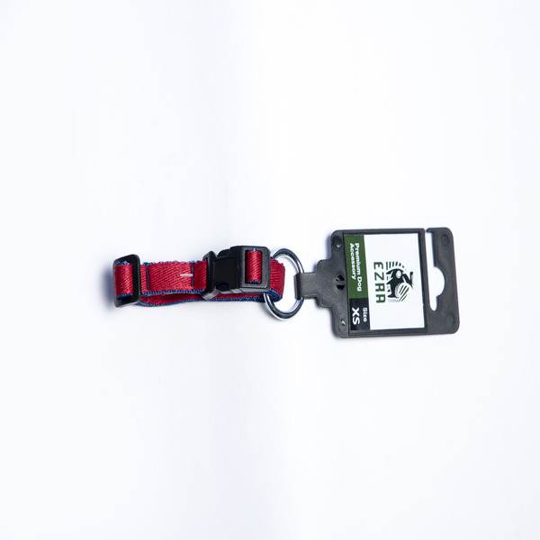 Ezra Premium Adjustable Dog Collar - Red/Blue