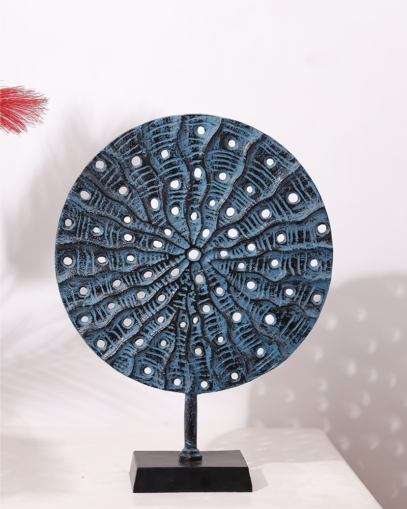 Order Happiness | Order Happiness Decorative Blue Colour Round Stand Table Showpiece for Home Decoration, Living Room, Office 0