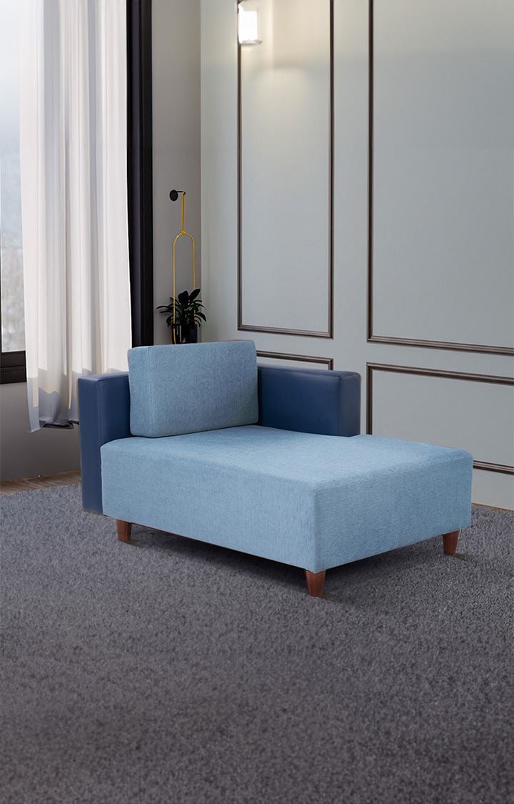 neudot Hailey Duet Fabric 1 Seater Left Aligned Lounger in Mirage Blue Colour | Dual Color | for Living Room | 1 Person Sofa