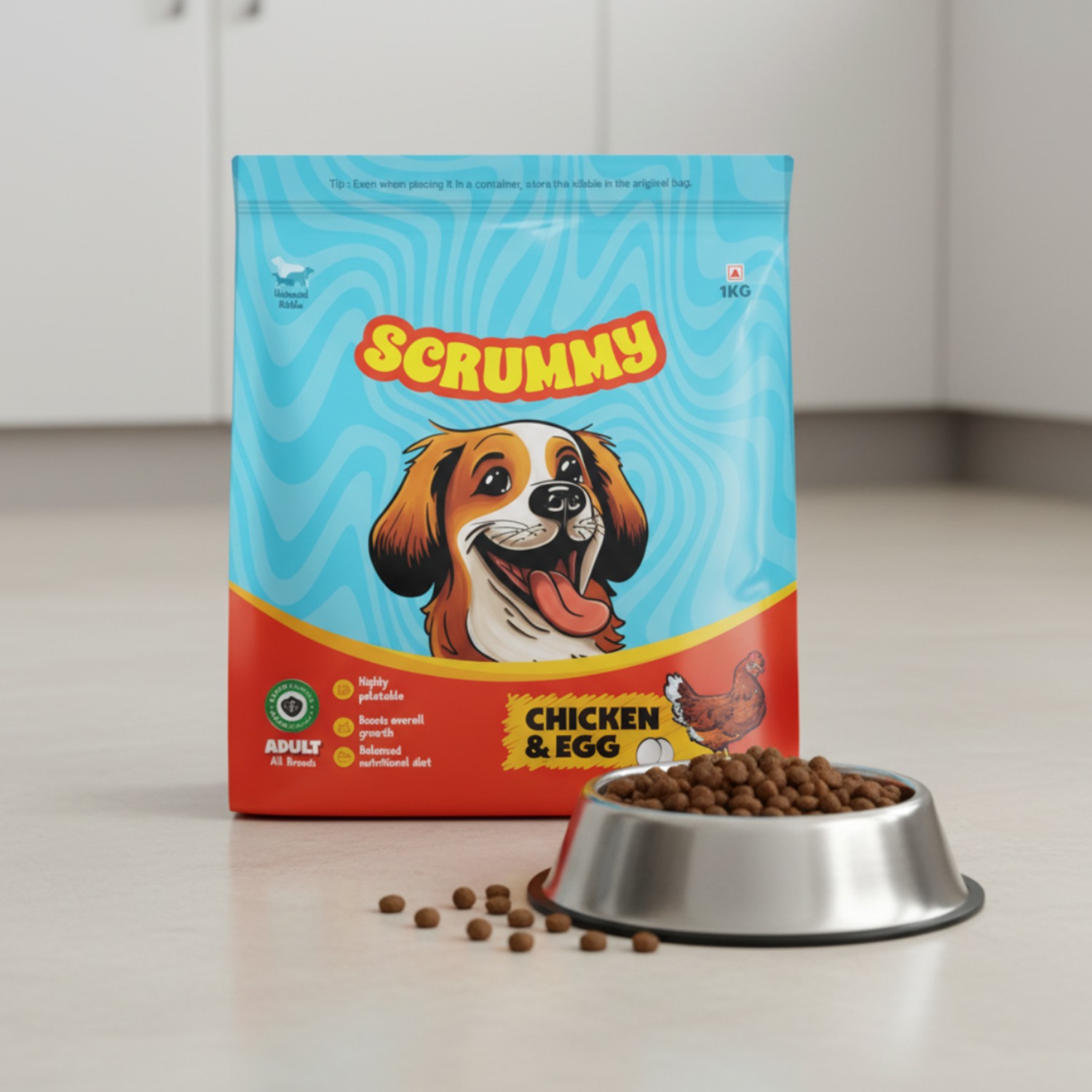 Scrummy Chicken & Eggs Adult All Breeds Kibble Dry Food for Dogs - 1kg