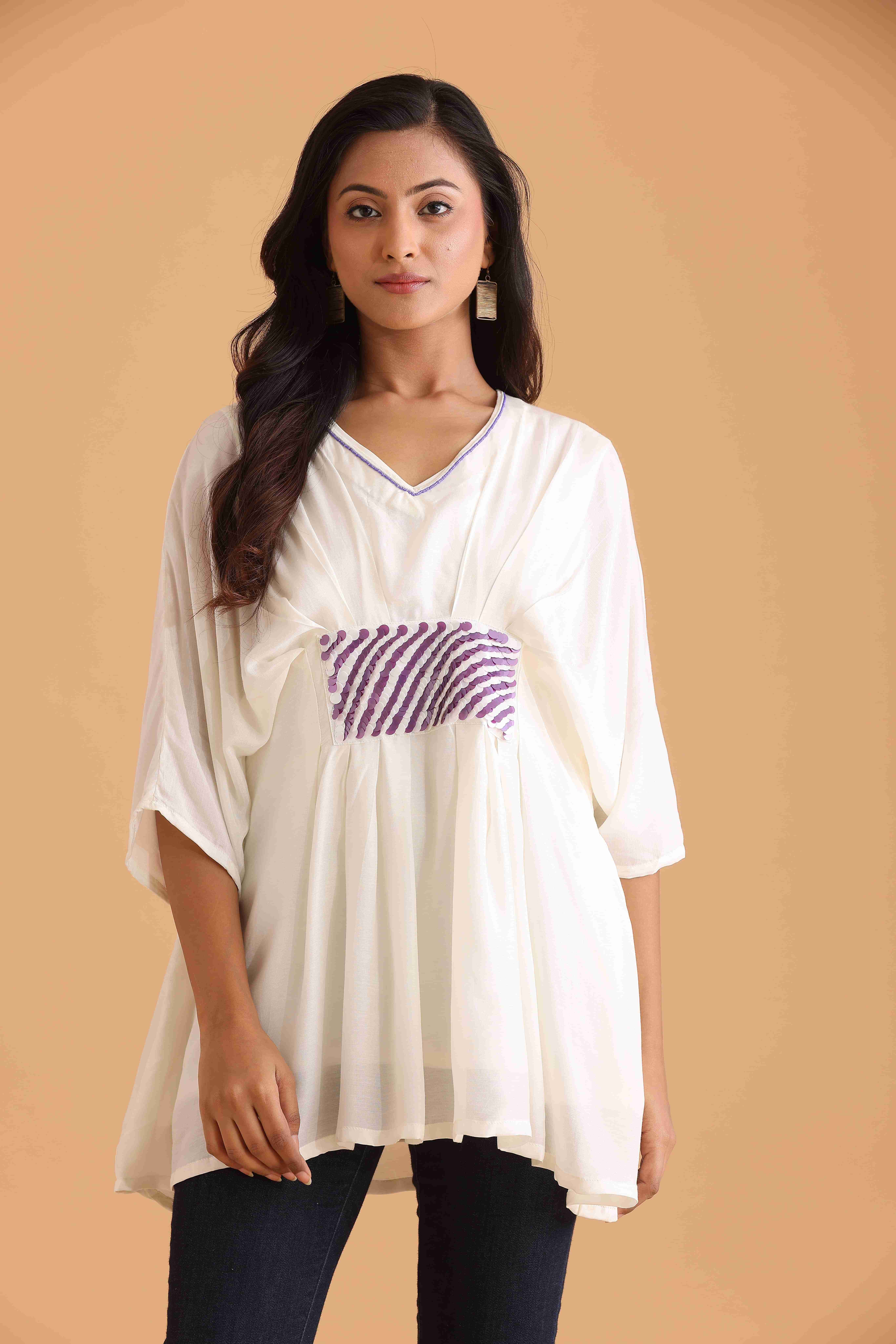 White Flowy Tunic with embellishment