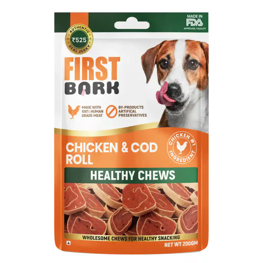 First Bark Chicken Cod Roll Dog Treats 200g