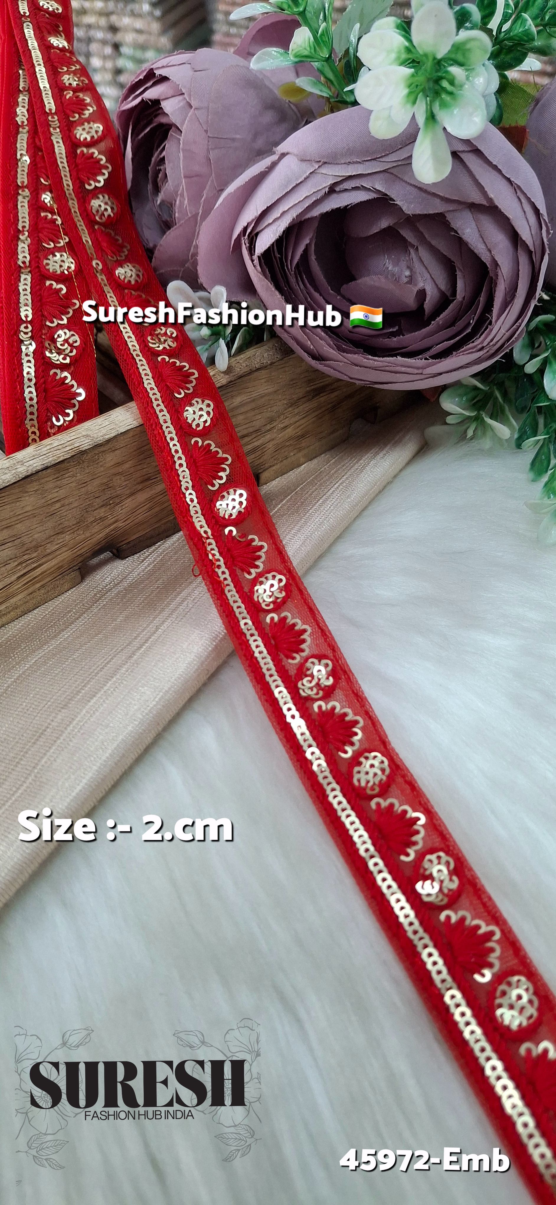 Red Tone-on-Tone Embroidery Lace