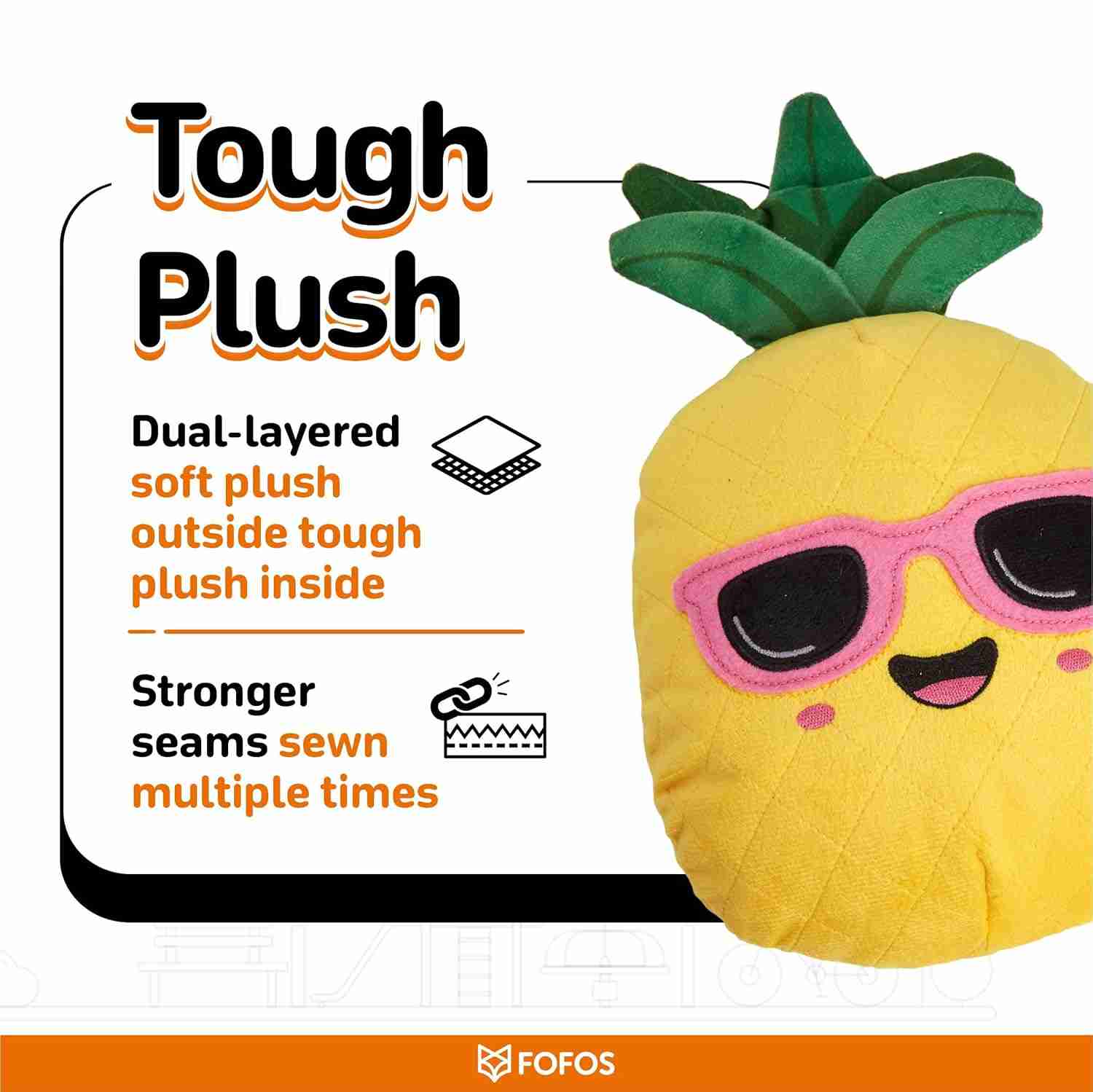 FOFOS Summer Plush Pineapple, Soft Squeaky Dog Toy