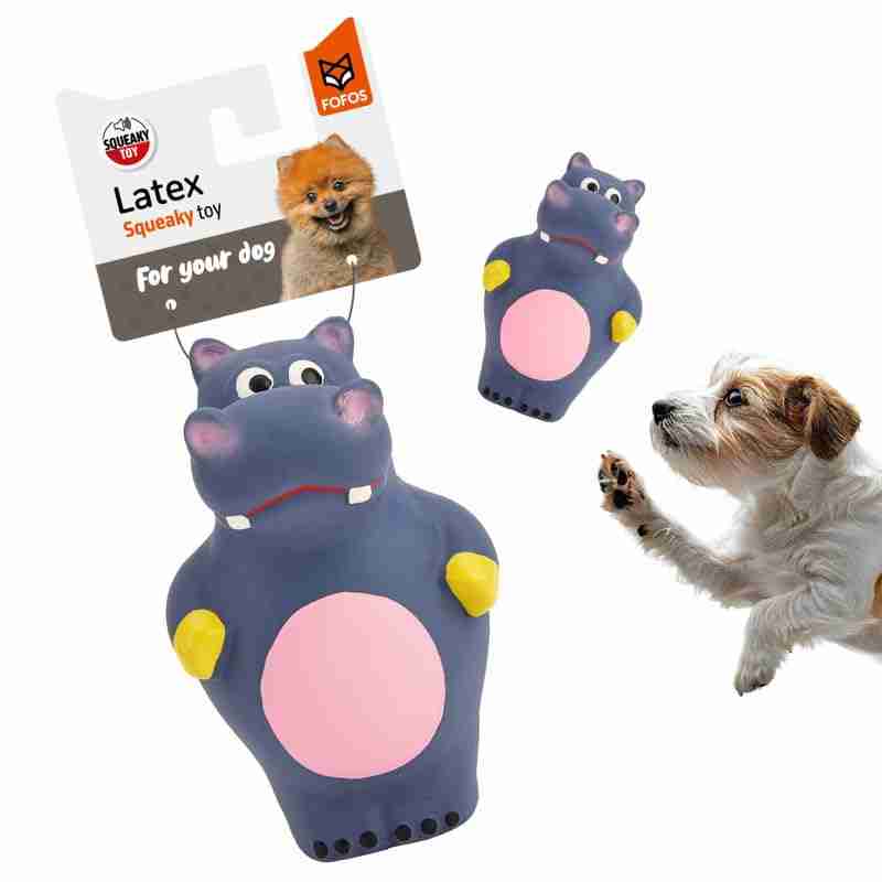 Barkbutler Fofos Latex Hippo Squeaky Toy for Dogs