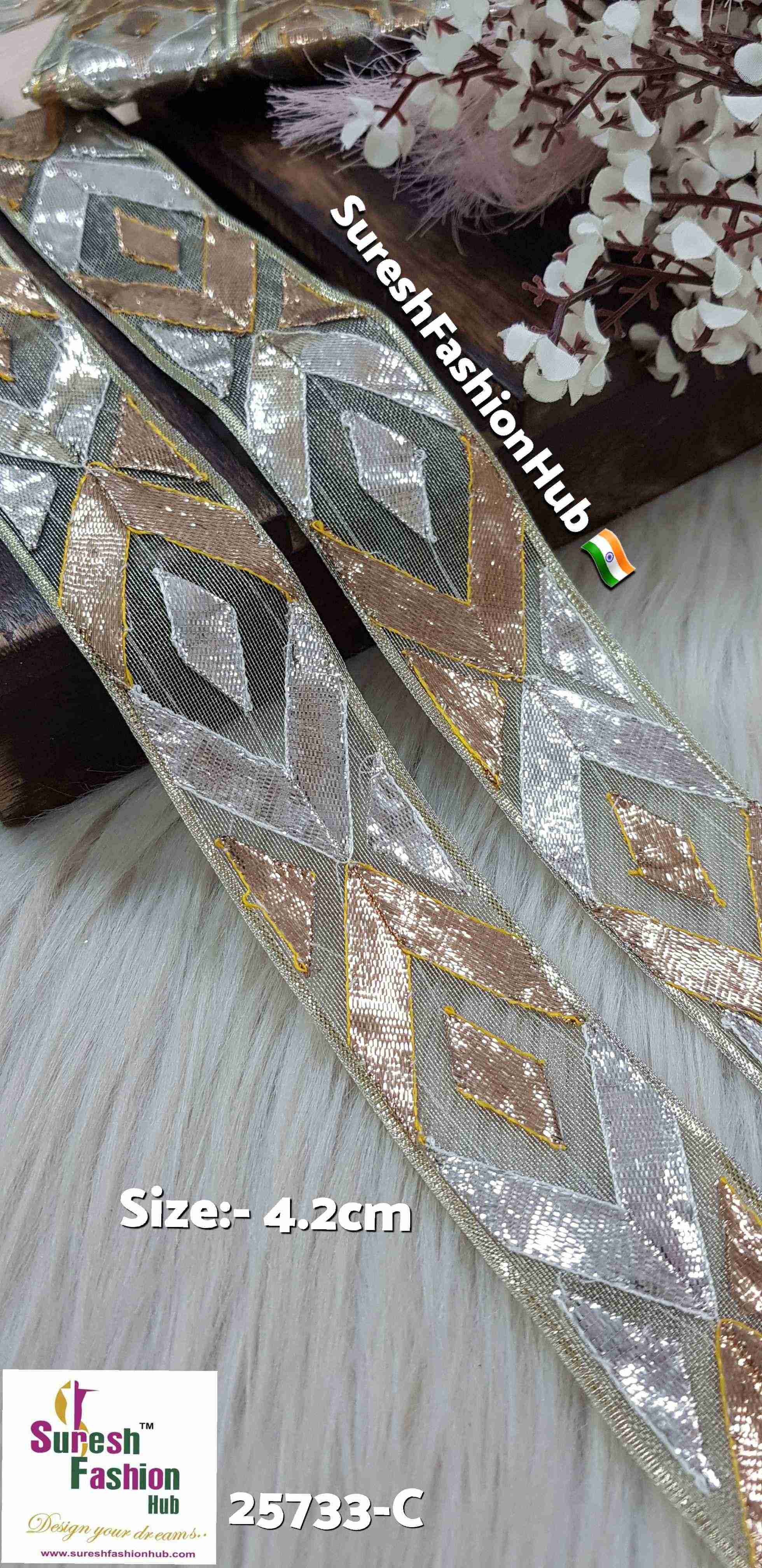 Geometric Gota Patti Handstitched Lace