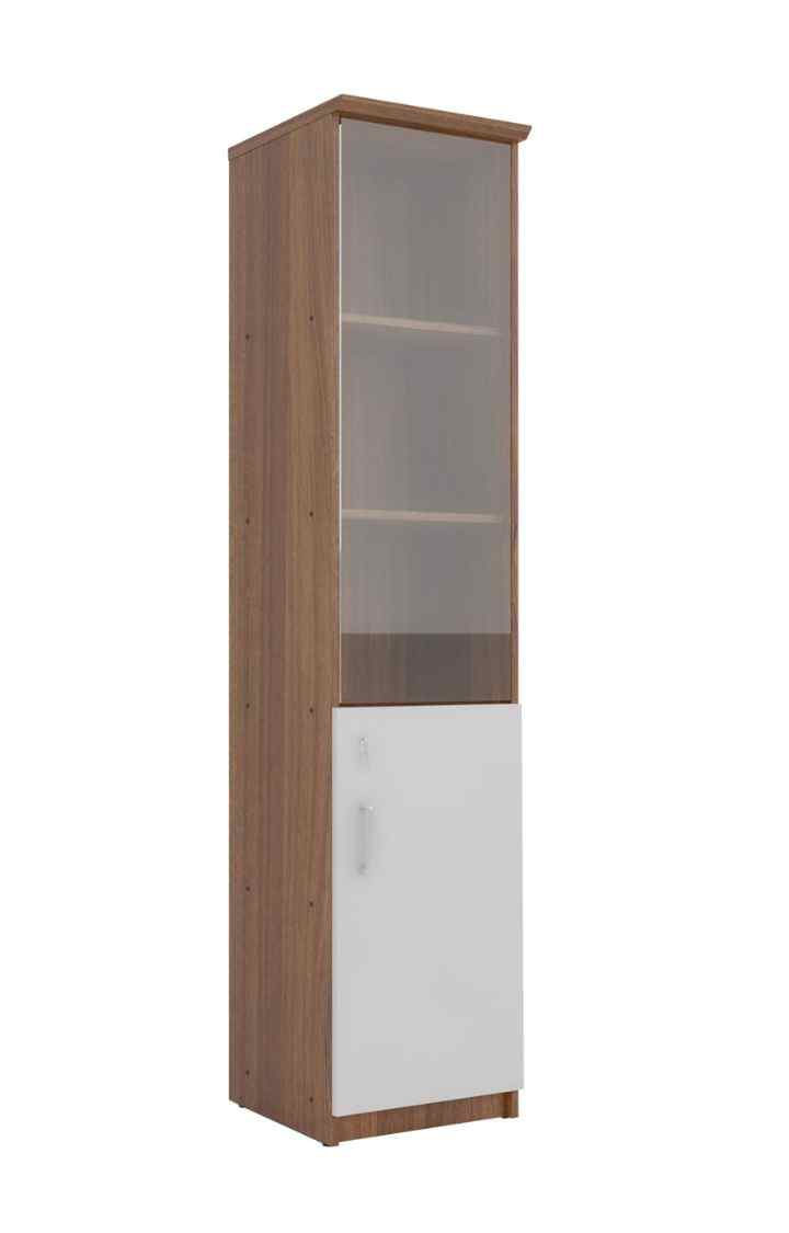 NEUDOT Vivaldi Book Shelf with Open & Closed Storage in Leon Teak Finish