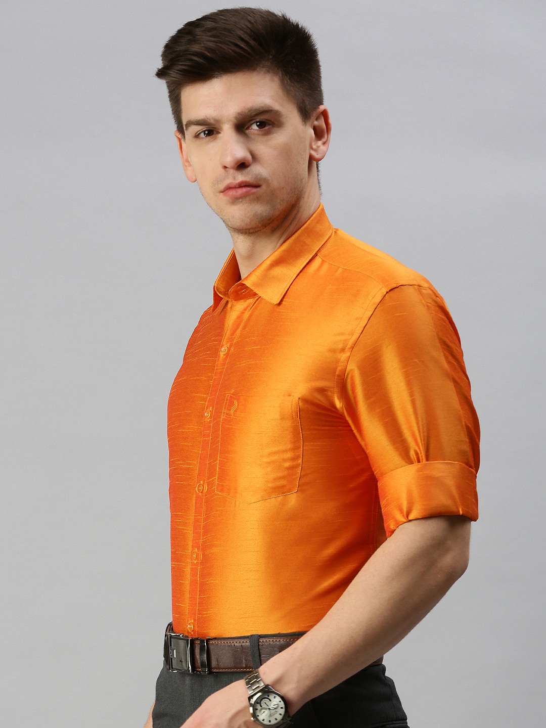 Traditional Silky Look Colour Shirt For Men