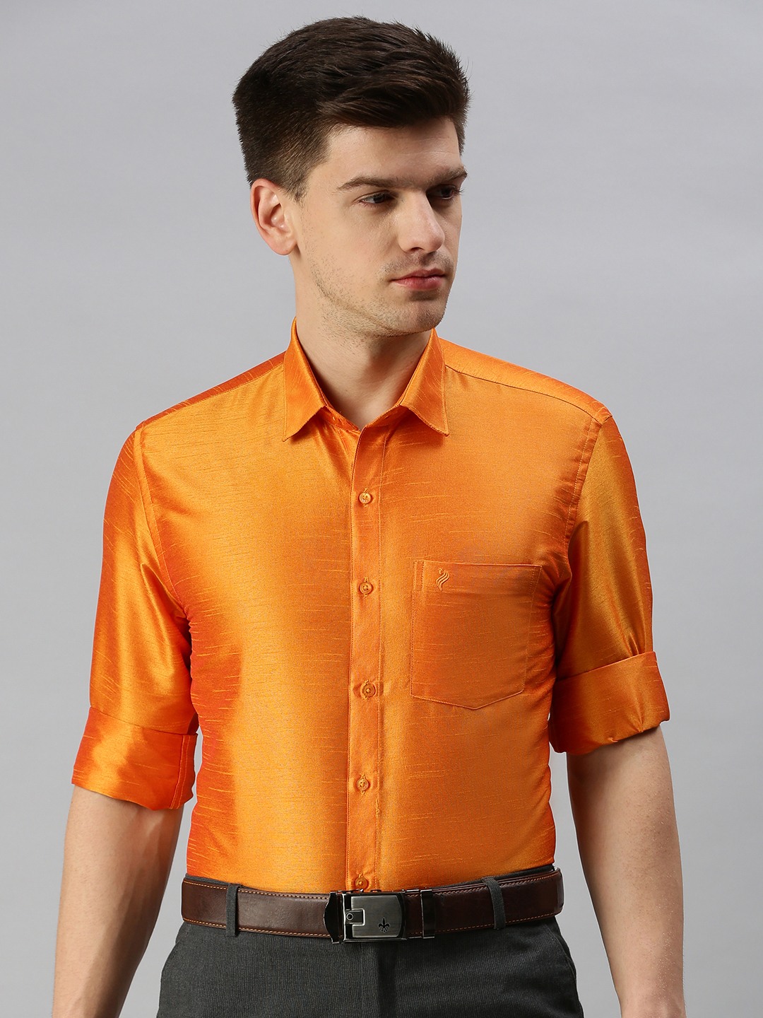Traditional Silky Look Colour Shirt For Men