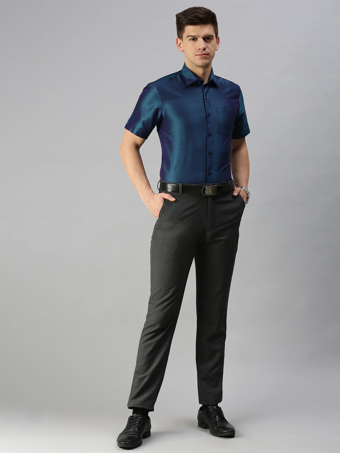 Traditional Silky Look Colour Shirt For Men