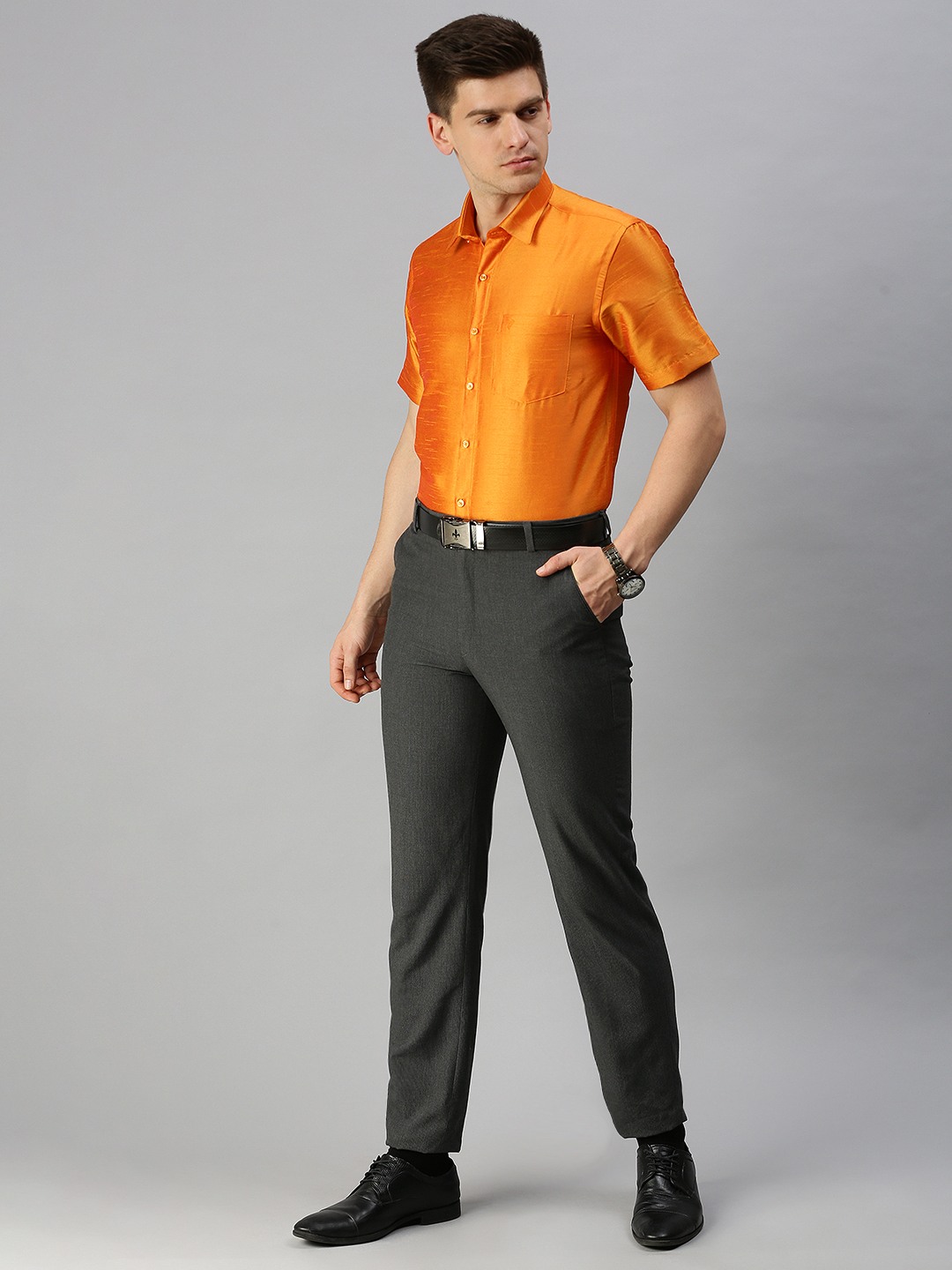 Traditional Silky Look Colour Shirt For Men