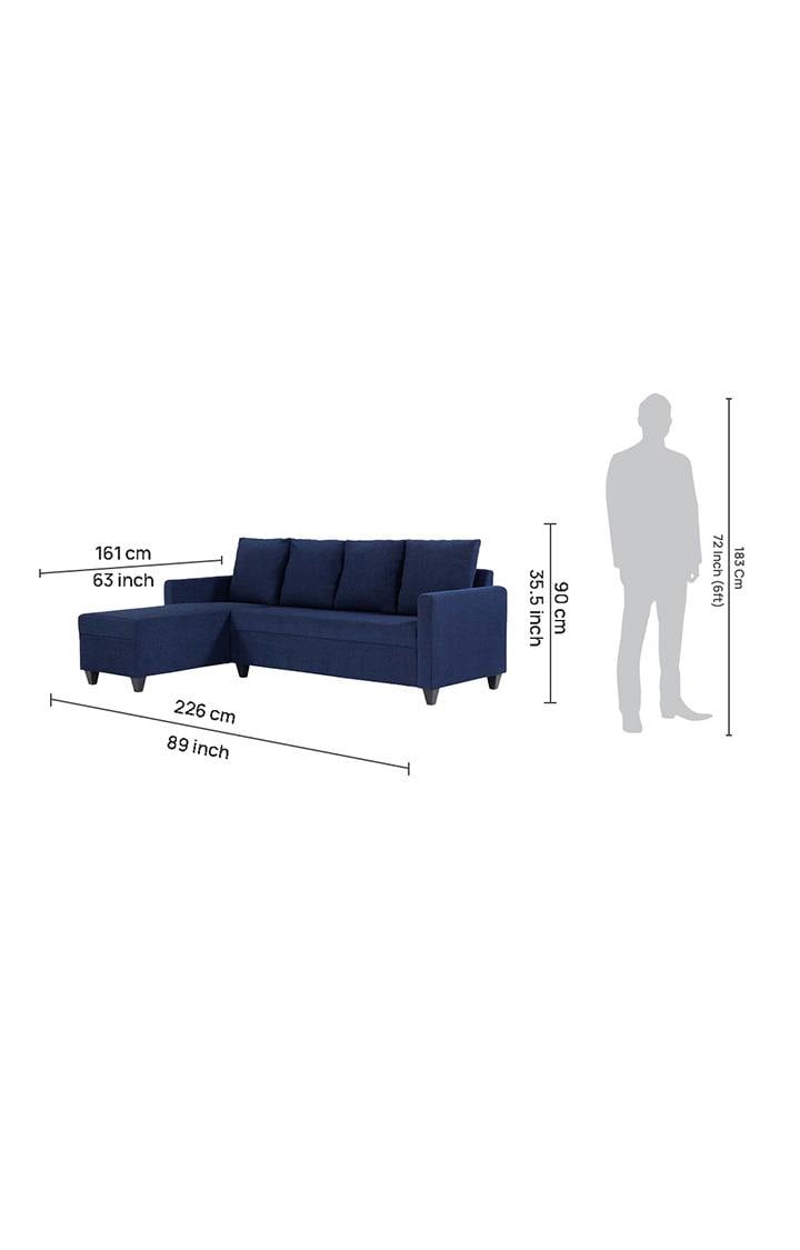 neudot Saya RHS Sectional Sofa for Living Room |6 Person Sofa| Premium Fabric with Cushioned Armrest | 12 Months Warranty| Solid Wood Frame| 6 Seater in Saya Blue Color DIY(Do-It-Yourself)