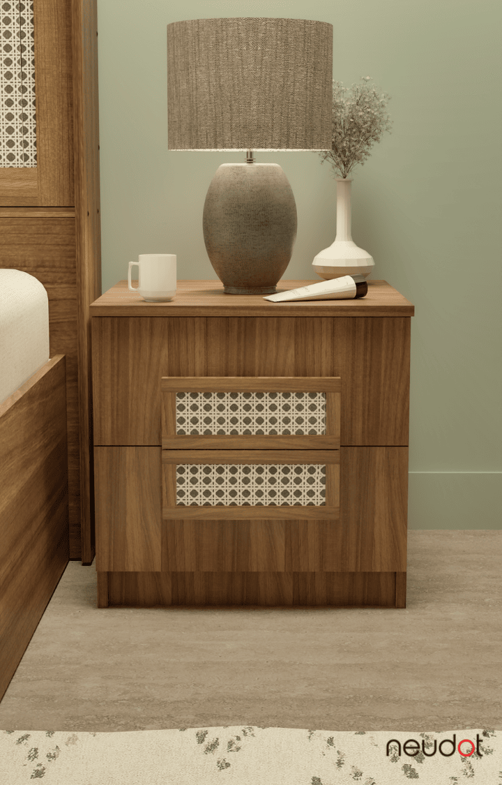 Sakura Rattan Bedside Table - Leon Teak Finish
