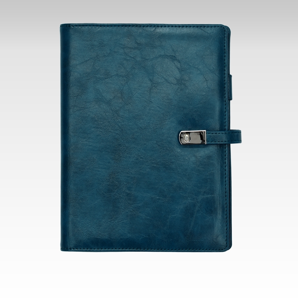 A5 Personal Organizer | Undated | Magnetic Strap Closure | Two Small and One Large Inside Pocket | Moderno | Blue