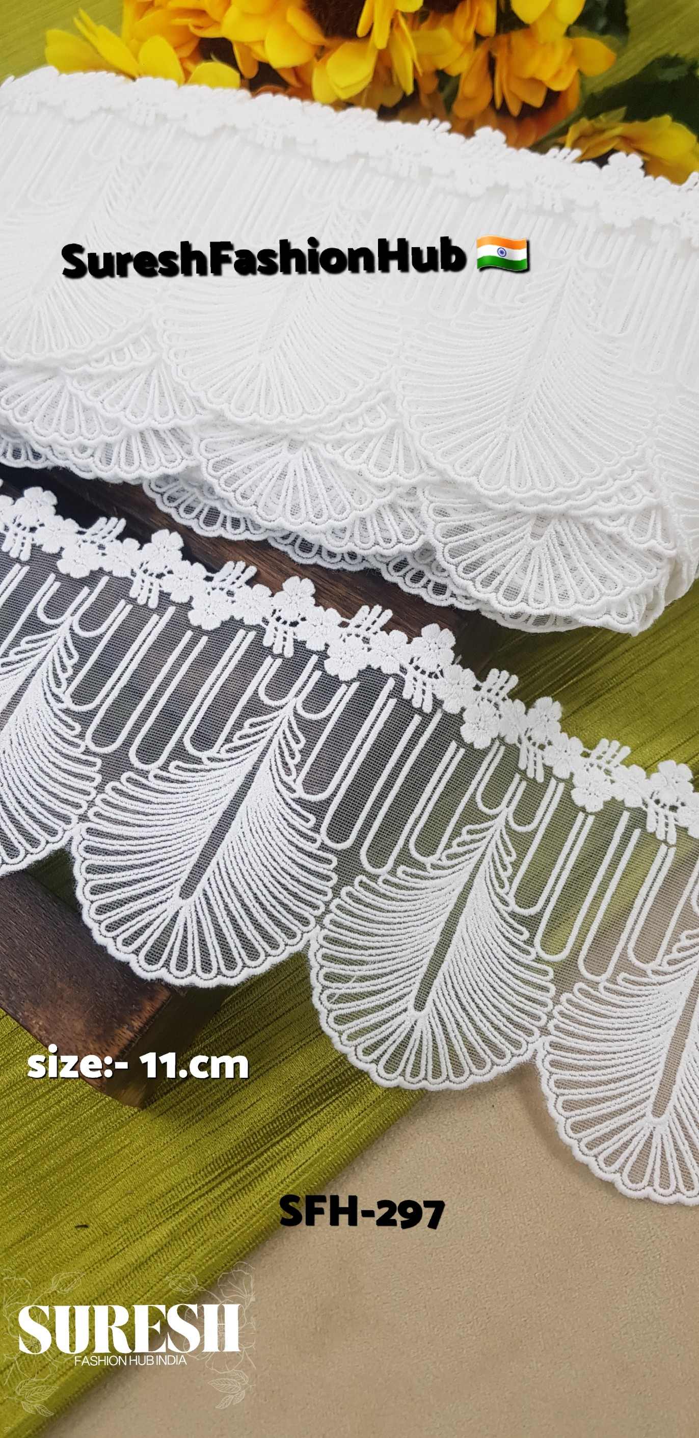 Ivory Scallop Bloom Lace – White SFH-297