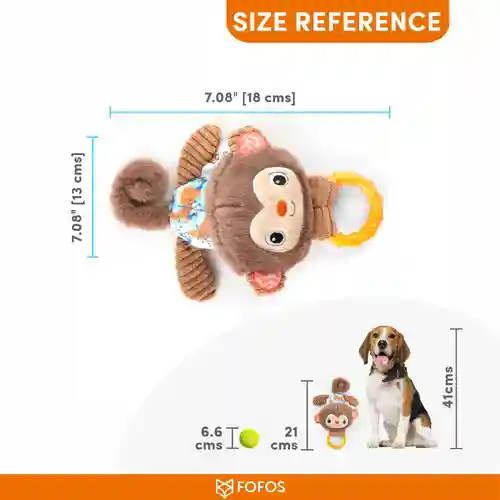 Barkbutler Fofos Puppy Monkey Toy for Dogs, 18 X 13 CM