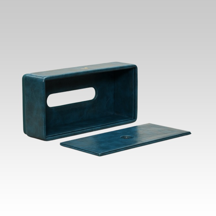 Tissue Box Holder for Home and Office in Premium Faux Leather | Size: 9.5 x 4.5 x 2.5(H) Inches | Moderno | Blue