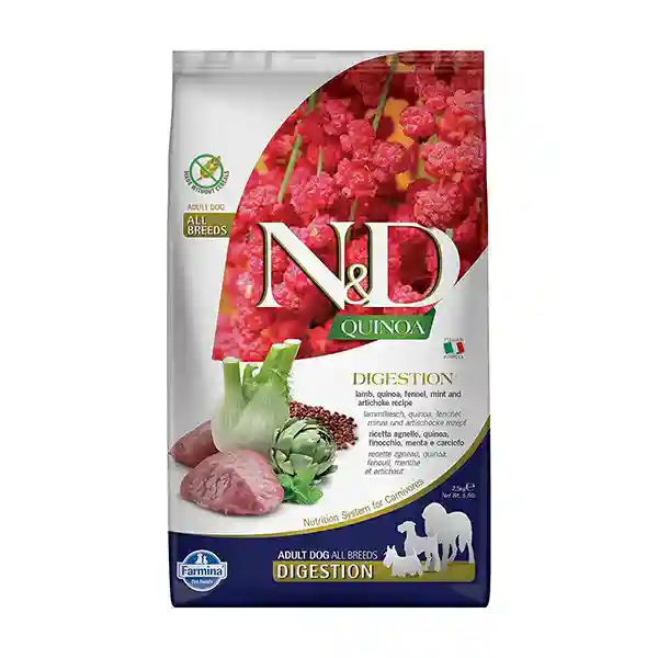 Farmina N&D Dry Dog Food Grain Free Quinoa Digestion Lamb Adult