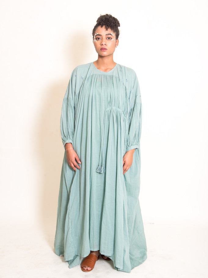 OurDve Cotton Maxi Dress String Dress Mint Green Free Size