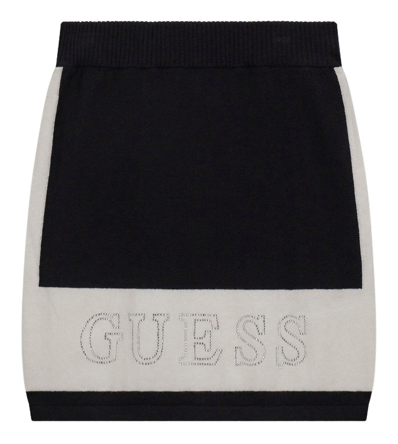 Guess Cotton Solid Black Sweater Skirt for Girls