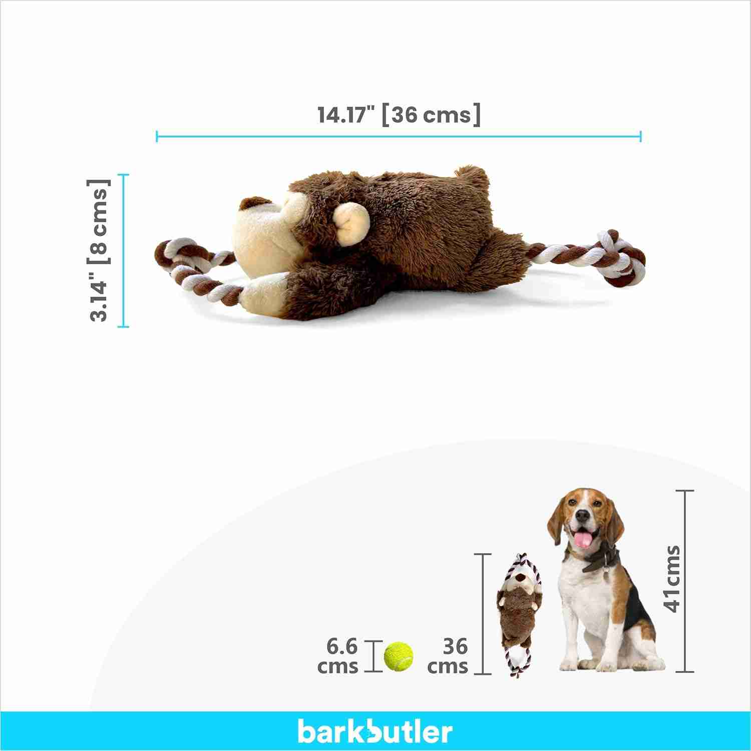 Barkbutler Knotty The Bear Plush Toy for Dogs 36X8 CM