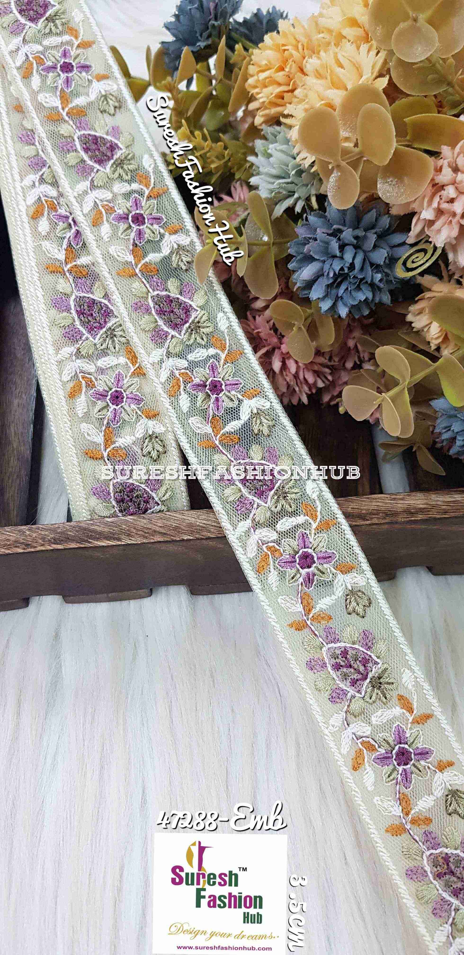 Embroidered Floral Lace Trim