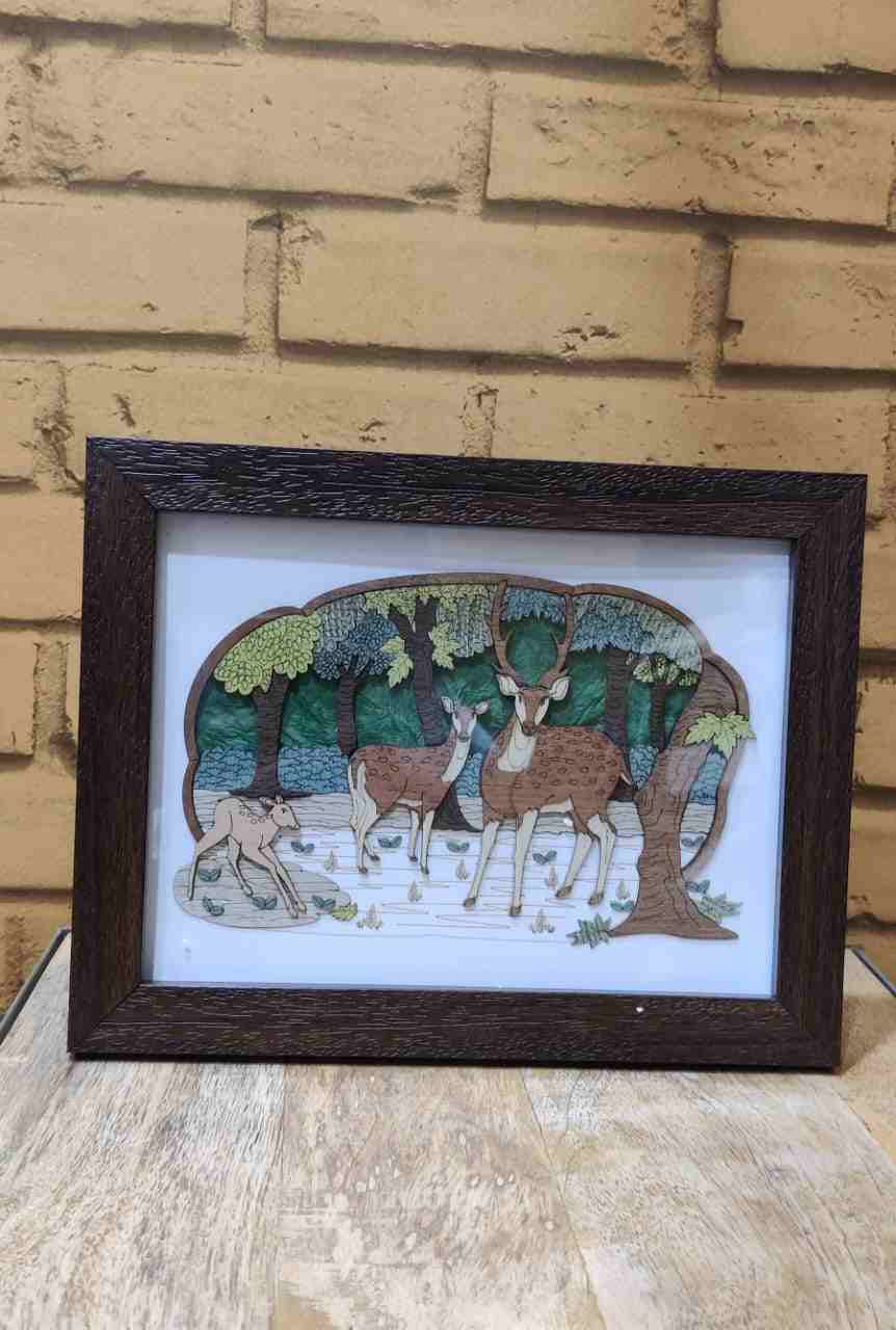 Wooden Craved Deer Frame 7"x9"