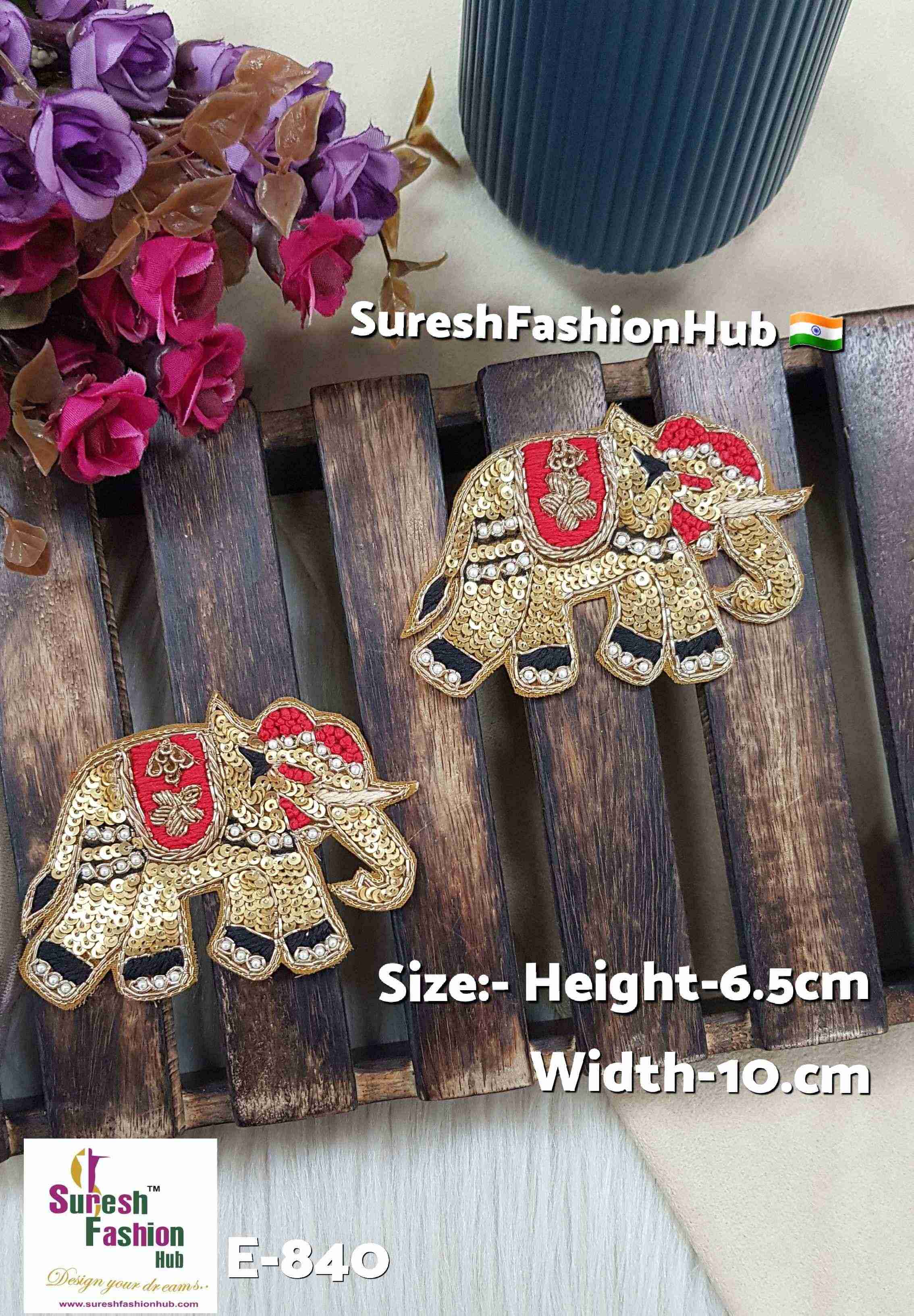 Regal Elephant Zardosi Patch– Right Facing