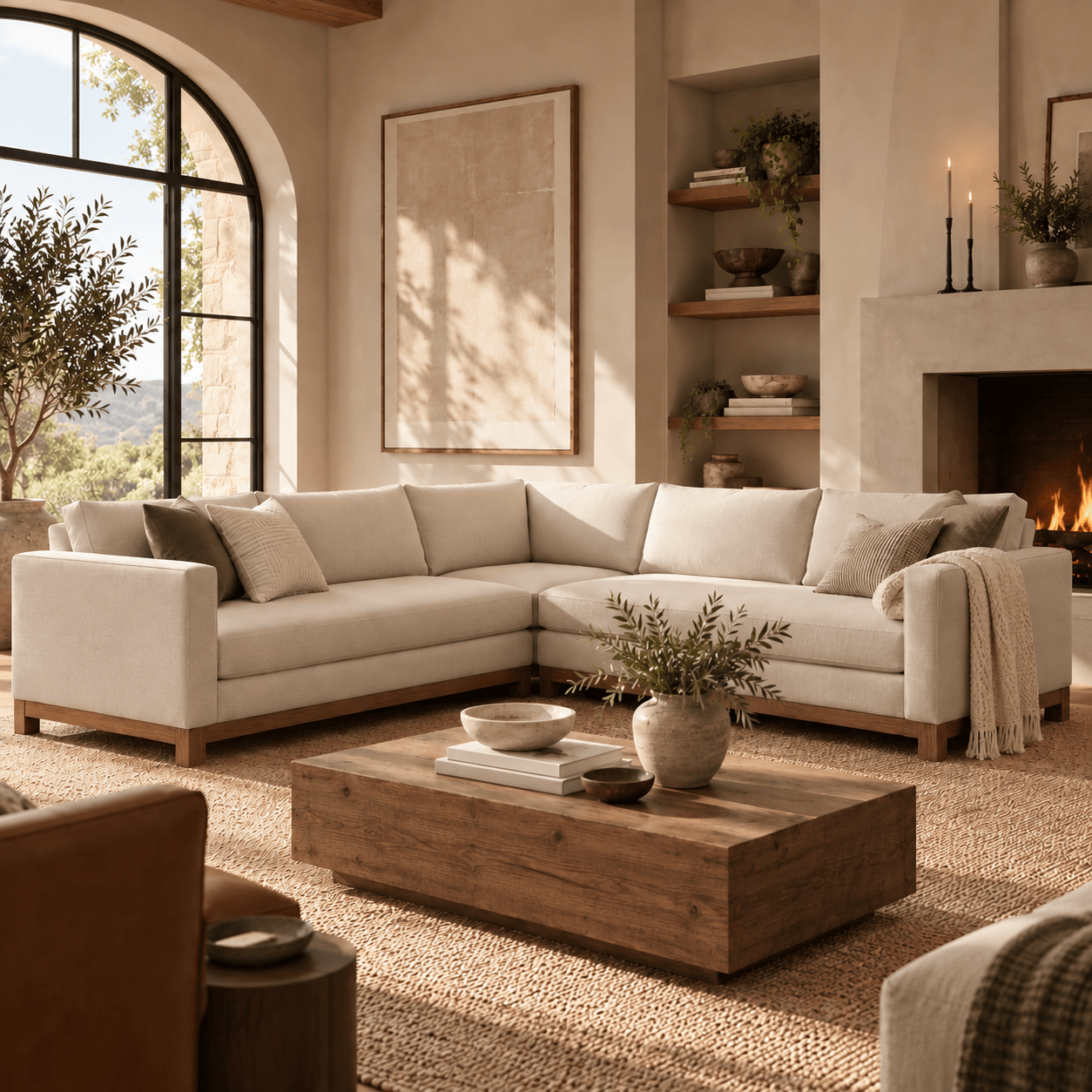 Pottery Barn | Jake Brindle Wood Base 3-Piece L-Shaped Sectional
