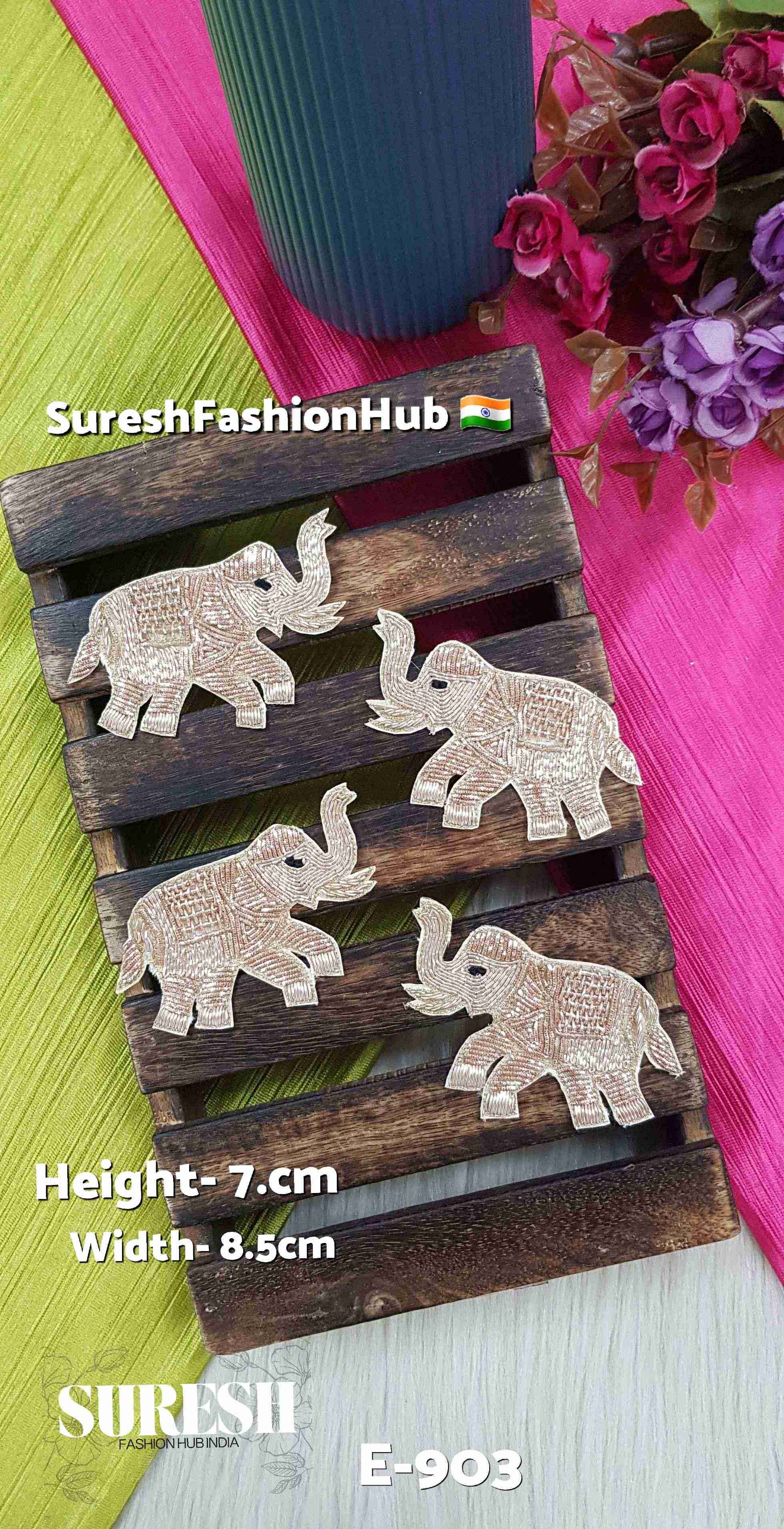 Regal Trunk-Up Elephant Patch – Right Facing Rose Gold | E-903